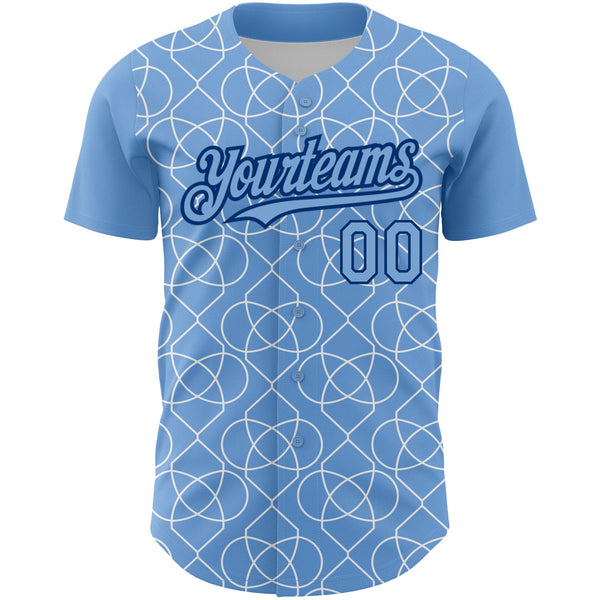 Custom Light Blue Black-White 3D Pattern Design Arabesque Shape Authentic Baseball Jersey alternate
