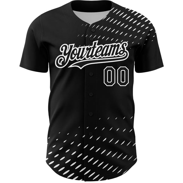Custom Black White 3D Pattern Design Halftone Authentic Baseball Jersey alternate