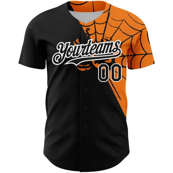 Custom Black Bay Orange-White 3D Pattern Design Spider Web Authentic Baseball Jersey alternate