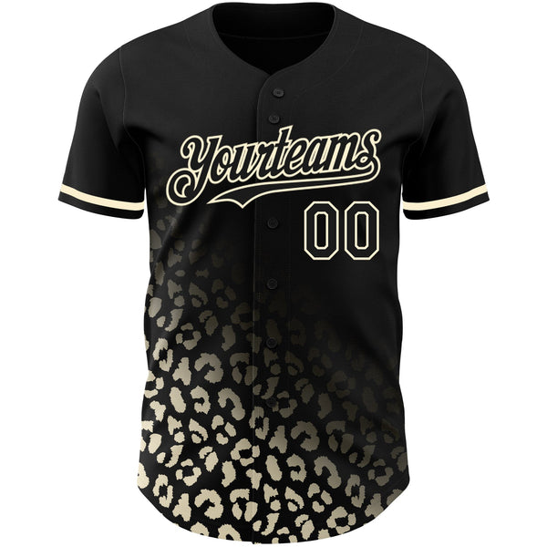 Custom Black Cream 3D Pattern Design Leopard Print Fade Fashion Authentic Baseball Jersey alternate