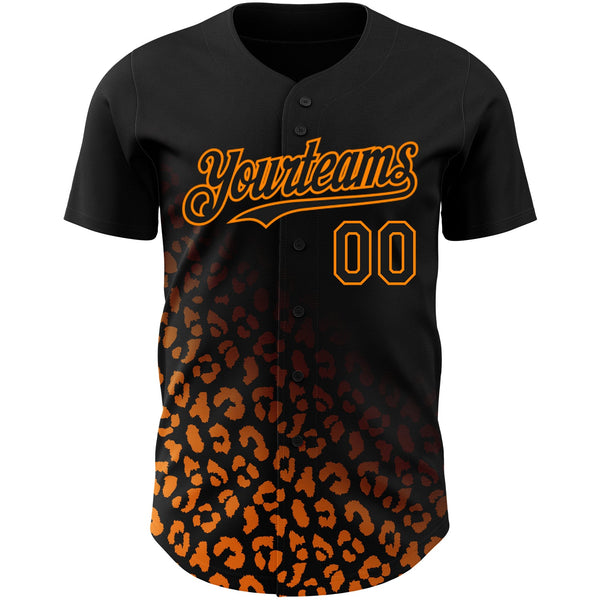 Custom Black Bay Orange 3D Pattern Design Leopard Print Fade Fashion Authentic Baseball Jersey alternate