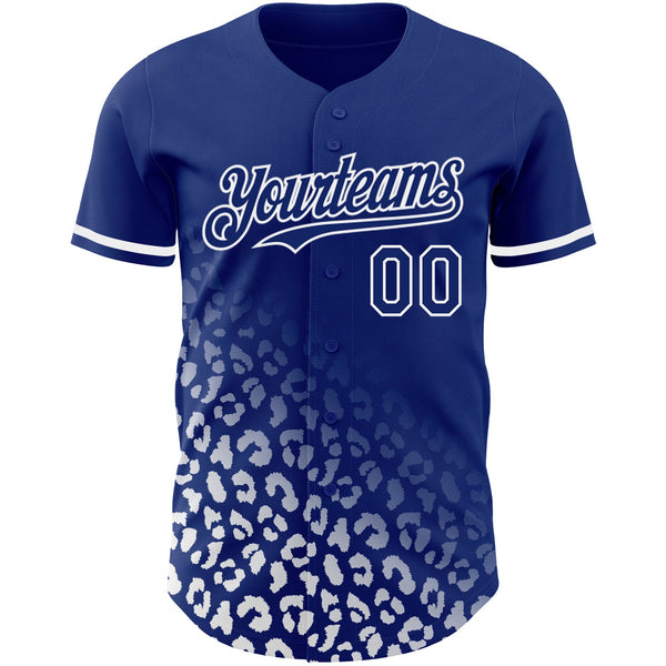 Custom Royal White 3D Pattern Design Leopard Print Fade Fashion Authentic Baseball Jersey alternate