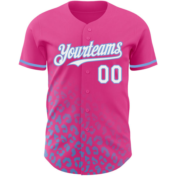 Custom Navy White-Light Blue 3D Pattern Design Leopard Print Fade Fashion Authentic Baseball Jersey alternate