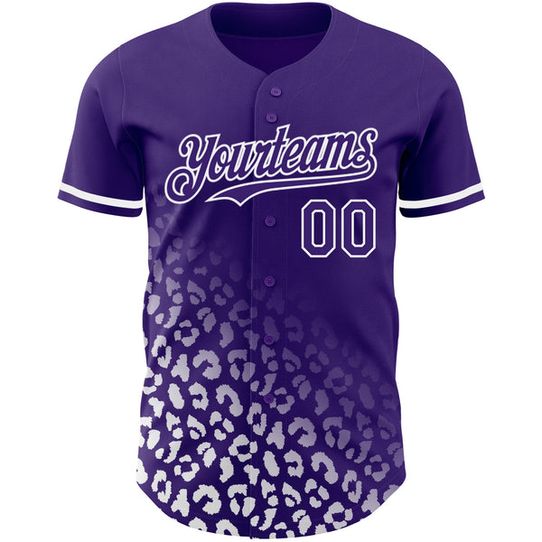 Custom Purple White 3D Pattern Design Leopard Print Fade Fashion Authentic Baseball Jersey alternate