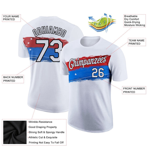 Custom White Black 3D American Flag Patriotic Performance T-Shirt alternate