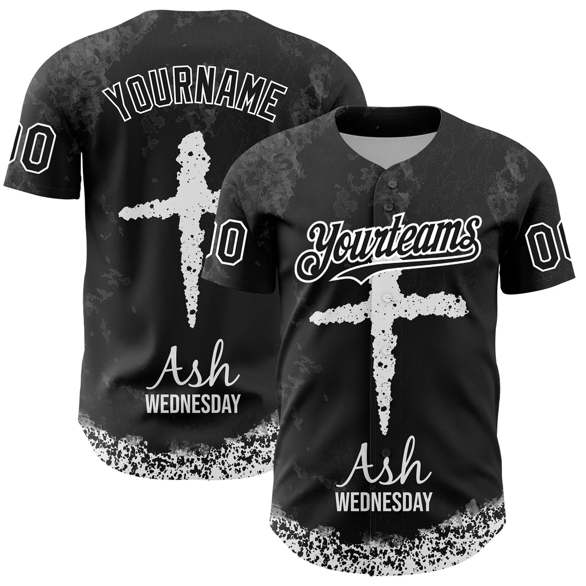 Custom Black White-Gray 3D Pattern Design Motif Crest Ash Grey Authentic Baseball Jersey