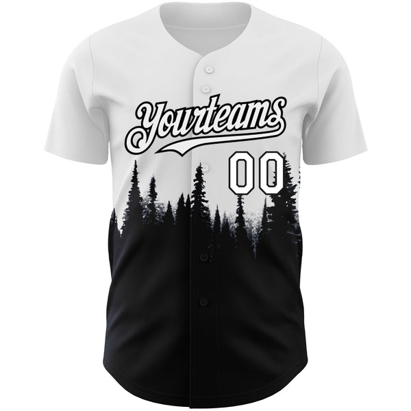 Custom White Black 3D Pattern Design Animal Wolf Authentic Baseball Jersey alternate