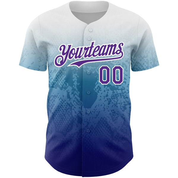 Custom White Purple-Royal 3D Pattern Design Gradient Style Animal Snake Authentic Baseball Jersey alternate