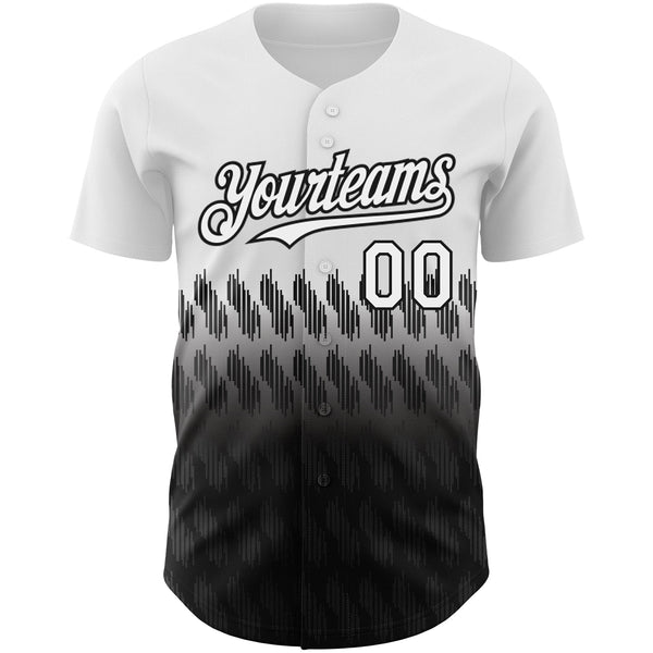 Custom White Black 3D Pattern Design Lines Authentic Baseball Jersey alternate