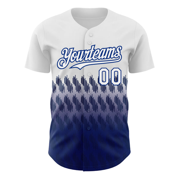 Custom White Royal 3D Pattern Design Lines Authentic Baseball Jersey alternate