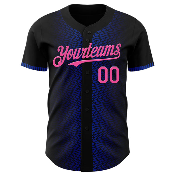 Custom Black Pink-Thunder Blue 3D Pattern Design Geometric Shapes Authentic Baseball Jersey alternate