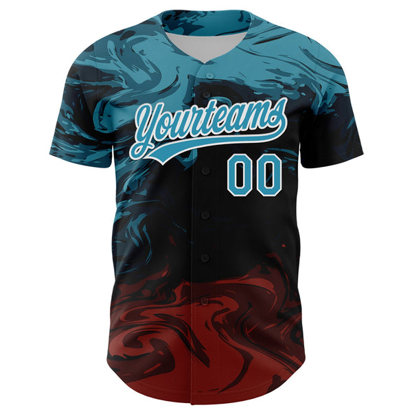 Custom Black Panther Blue Burgundy-White 3D Pattern Design Abstract Fluid Authentic Baseball Jersey alternate