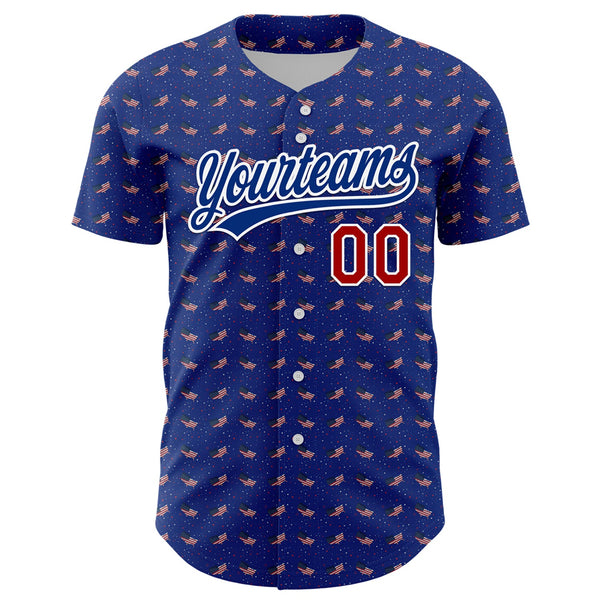 Custom Thunder Blue Red-Royal 3D American Flag Authentic Baseball Jersey alternate