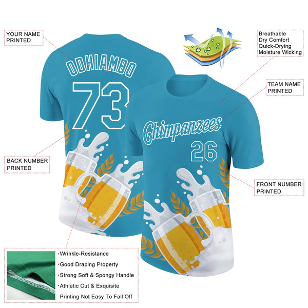 Custom Panther Blue White 3D Pattern Design Oktoberfest Beer Festival Performance T-Shirt alternate