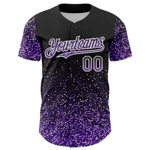 Custom Black Purple-White 3D Pattern Design Abstract Colorful Glittering Dot Authentic Baseball Jersey alternate