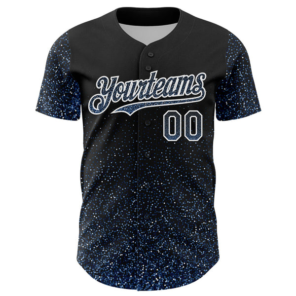 Custom Black Light Blue-White 3D Pattern Design Abstract Colorful Glittering Dot Authentic Baseball Jersey alternate
