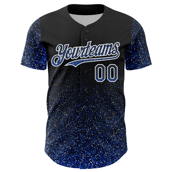 Custom Black Thunder Blue-White 3D Pattern Design Abstract Colorful Glittering Dot Authentic Baseball Jersey alternate