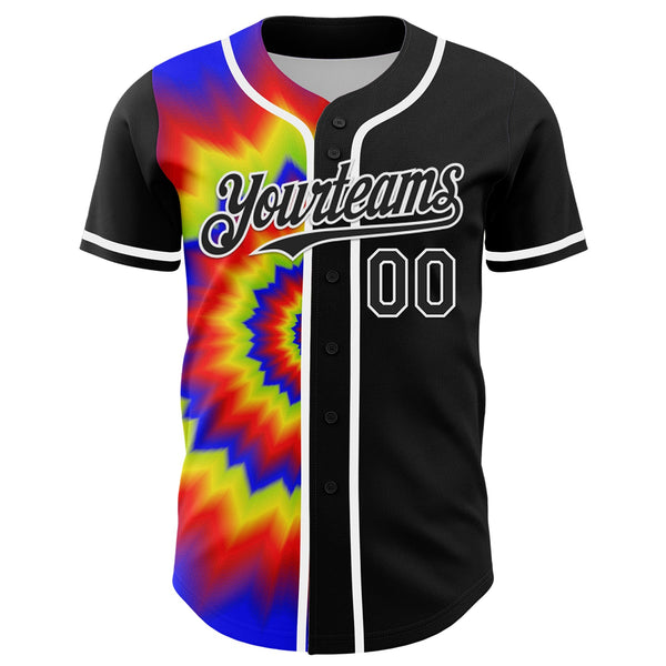 Custom Black White 3D Pattern Design Rave Psychedelic Authentic Baseball Jersey alternate