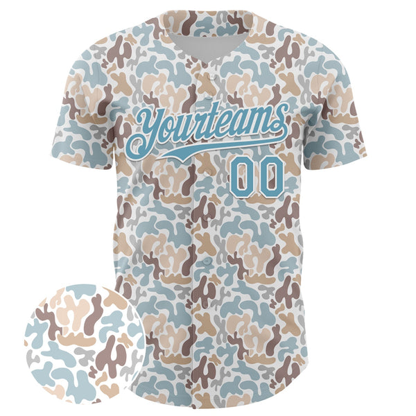Custom White Shadow Blue 3D Pattern Design Abstract Spots Authentic Baseball Jersey alternate