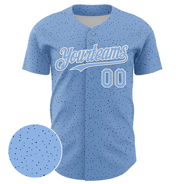 Custom Light Blue White 3D Pattern Design Dots Authentic Baseball Jersey alternate