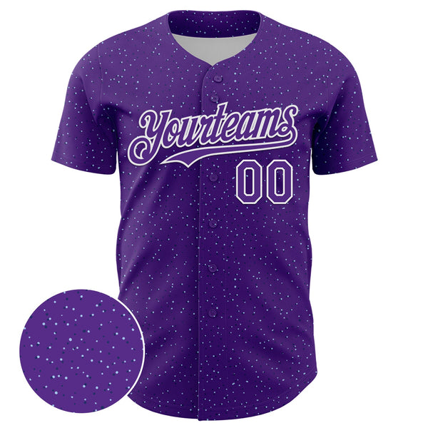 Custom Purple White 3D Pattern Design Dots Authentic Baseball Jersey alternate