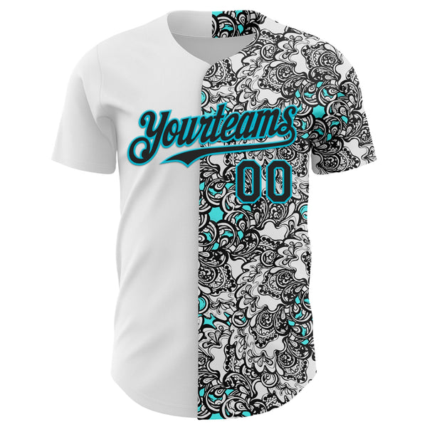 Custom White Black-Lakes Blue 3D Pattern Design Vintage Tattoos Authentic Baseball Jersey alternate