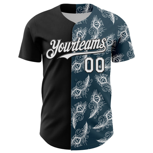 Custom Black White 3D Pattern Design Vintage Tattoos Authentic Baseball Jersey alternate