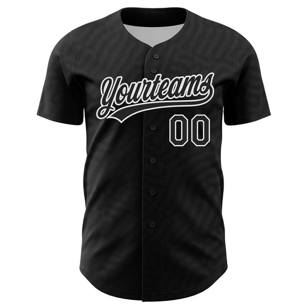 Custom Black White 3D Pattern Design Black History Month Authentic Baseball Jersey alternate