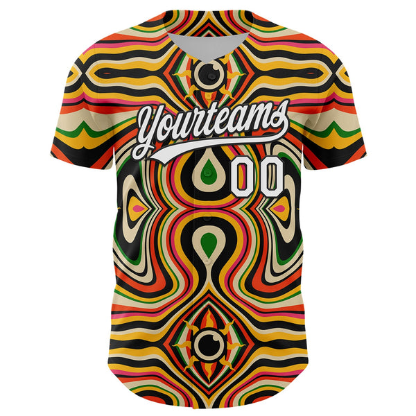 Custom Orange White-Black 3D Pattern Design Black History Month Authentic Baseball Jersey alternate