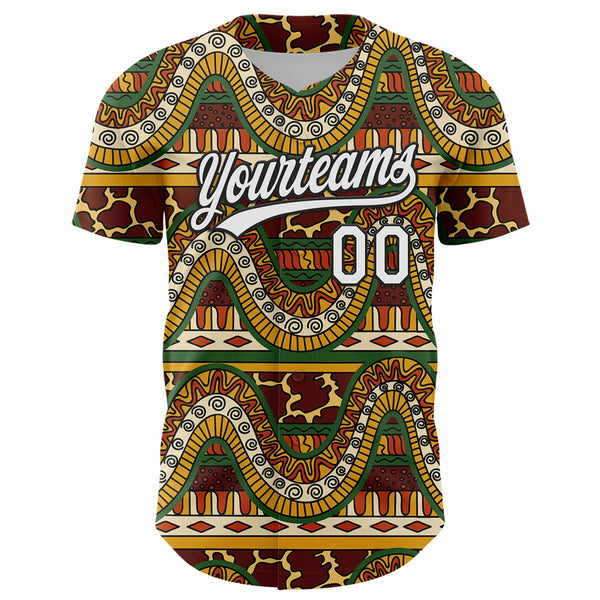 Custom Brown White-Black 3D Pattern Design Black History Month Authentic Baseball Jersey alternate