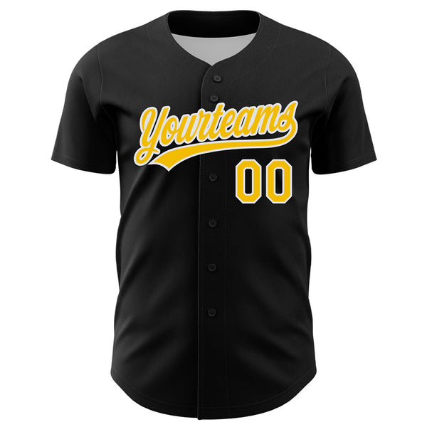 Custom Black Yellow-White 3D Childhood Cancer Gold Ribbon American Flag Authentic Baseball Jersey alternate