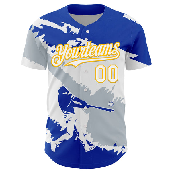 Custom Thunder Blue Gold-Silver 3D El Salvador El Salvadoran Flag Authentic Baseball Jersey alternate