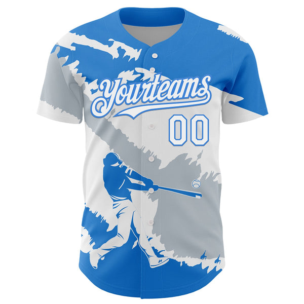 Custom Electric Blue White-Silver 3D Honduras Honduran Flag Authentic Baseball Jersey alternate