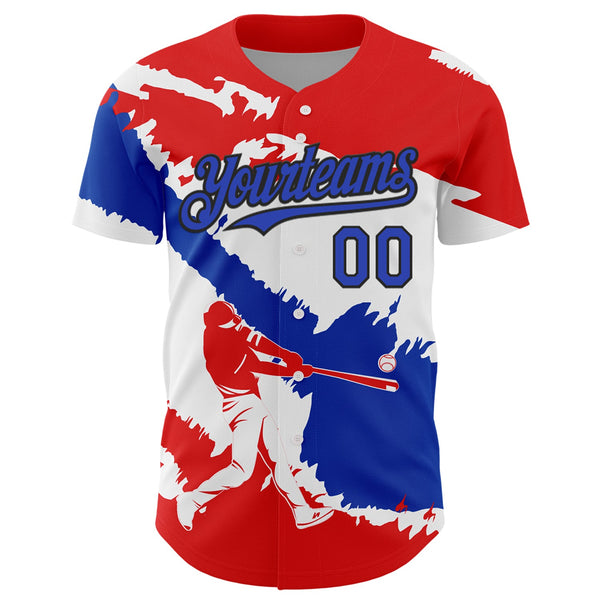 Custom Fire Red Thunder Blue-Black 3D Paraguay Paraguayan Flag Authentic Baseball Jersey alternate