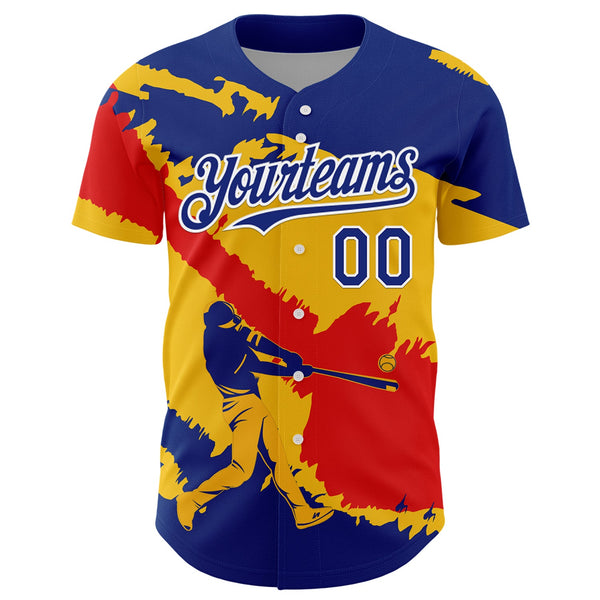 Custom Royal Yellow-Fire Red 3D Venezuela Venezuelan Flag Authentic Baseball Jersey alternate
