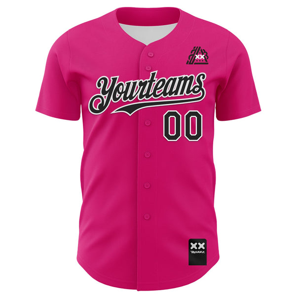 Custom Hot Pink Black-White 3D Revzzz Good Sandwitch Authentic Baseball Jersey alternate