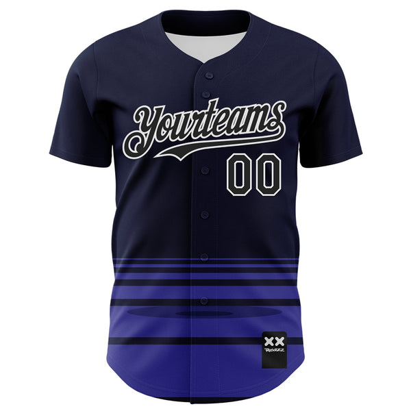 Custom Navy Black-White 3D Revzzz Little Spikey Authentic Baseball Jersey alternate