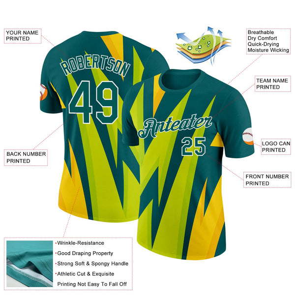 Custom Midnight Green White 3D Esports Performance T-Shirt alternate