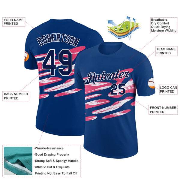 Custom US Navy Blue Navy-Neon Pink 3D Esports Performance T-Shirt alternate