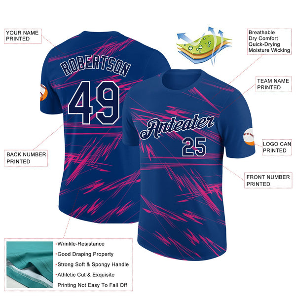Custom US Navy Blue Navy-Neon Pink 3D Esports Performance T-Shirt alternate