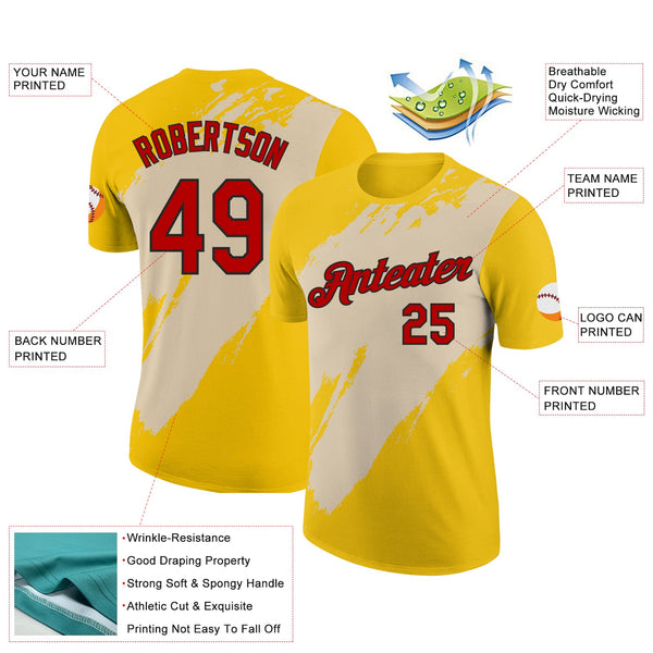 Custom Yellow Red City Cream-Black 3D Esports Performance T-Shirt alternate