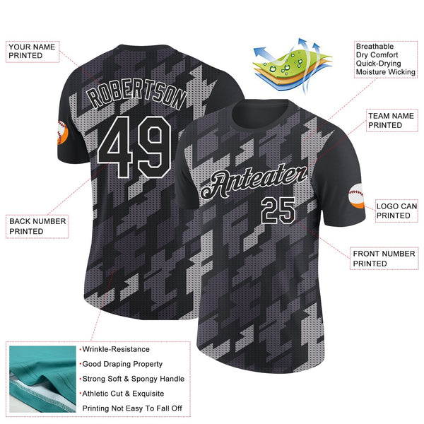 Custom Black White 3D Esports Performance T-Shirt alternate
