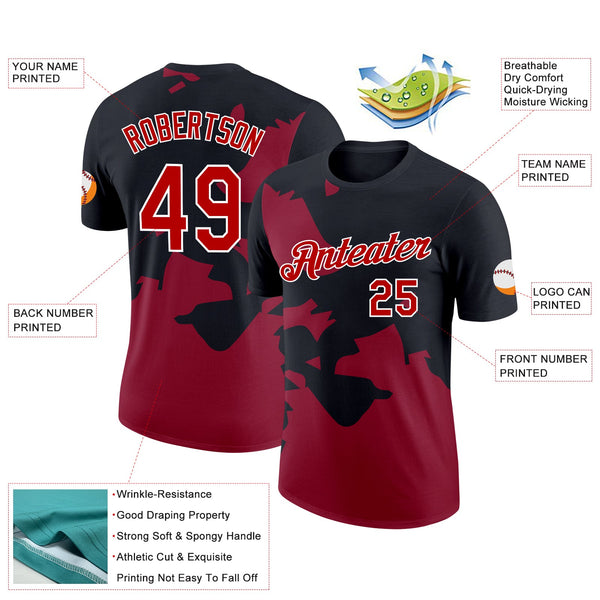 Custom Black Red-Cardinal 3D Esports Performance T-Shirt alternate