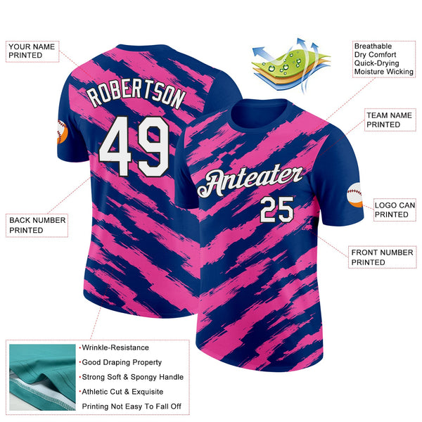 Custom US Navy Blue Pink-Black 3D Esports Performance T-Shirt alternate