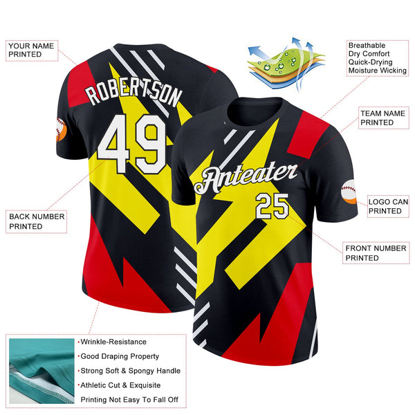 Custom Black Light Yellow-Fire Red 3D Esports Performance T-Shirt alternate