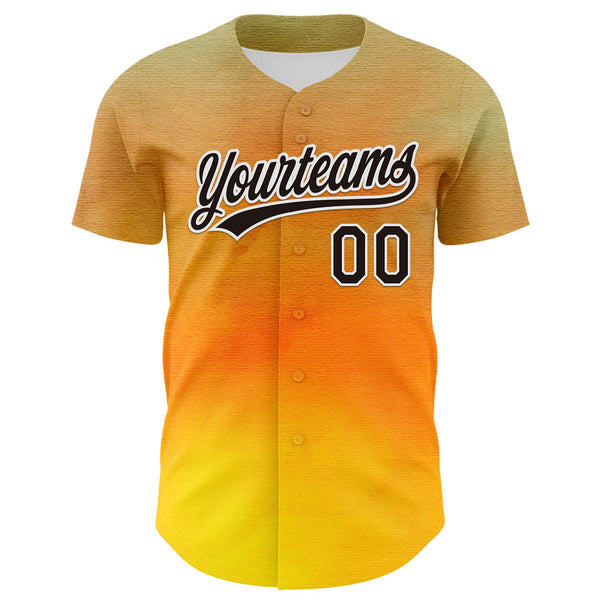 Custom Old Gold Black-White 3D Pattern Design Father's Day Family Love Authentic Baseball Jersey alternate
