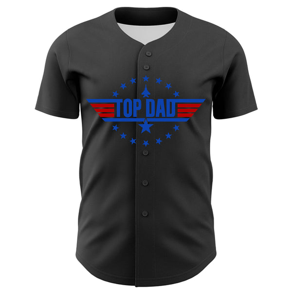 Custom Olive Thunder Blue-Red 3D Pattern Design Father's Day Top Dad Authentic Baseball Jersey alternate