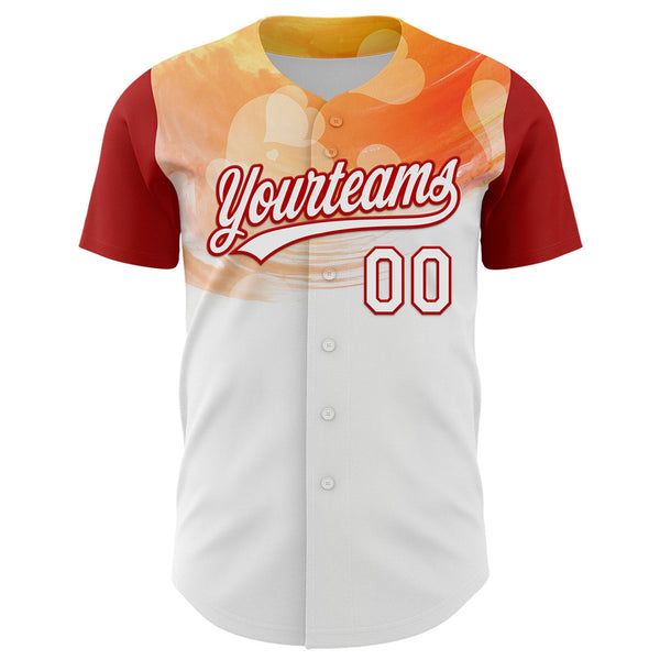 Custom White Red 3D Pattern Design Mother's Day Family Love Authentic Baseball Jersey alternate