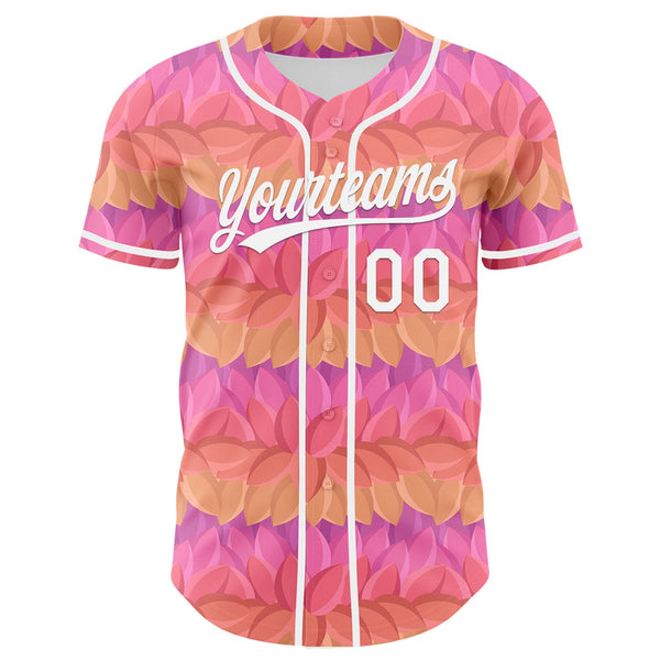 Custom Pink White-Purple 3D Pattern Design Mother's Day Flower Authentic Baseball Jersey alternate