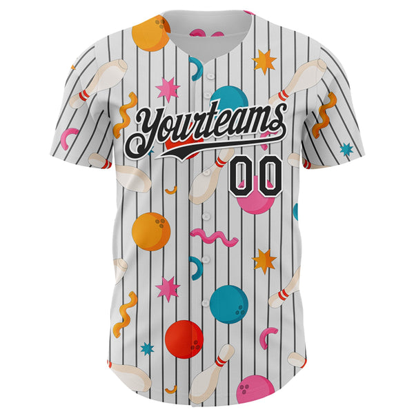 Custom White Black Comic Doodle Ballgame 3D Pattern Design Authentic Baseball Jersey alternate